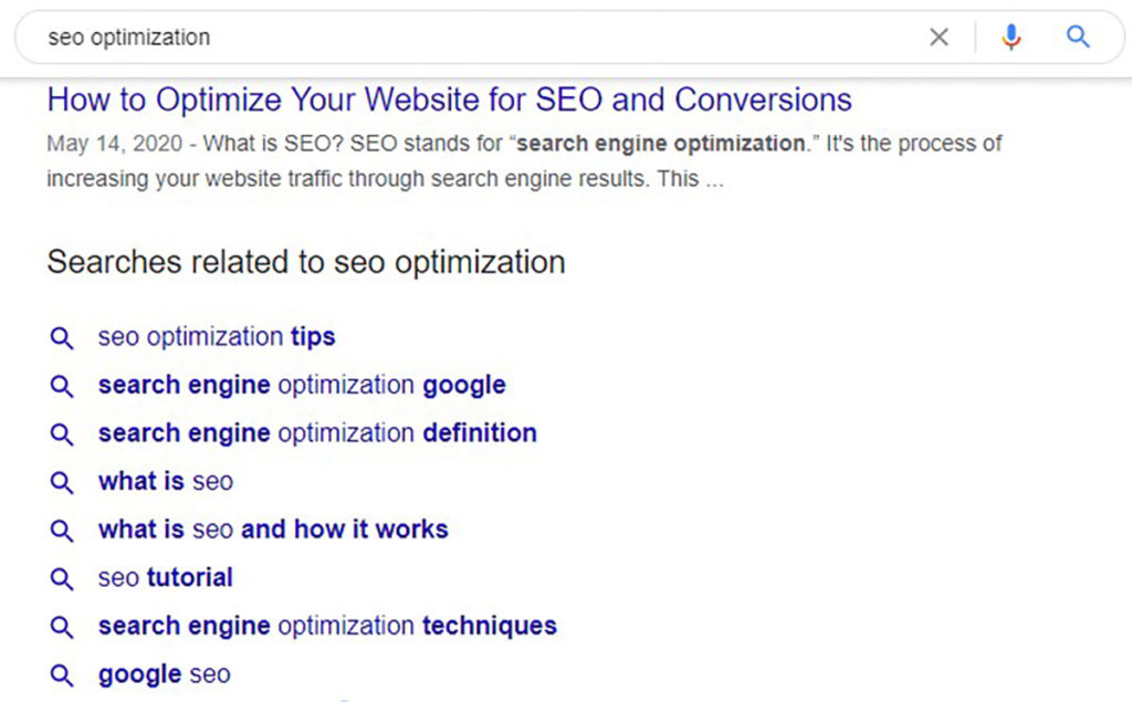 Related suggestions in google